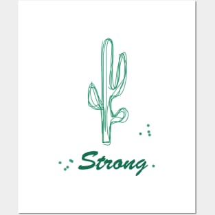 Strong cactus on one line, inspirational meanings Posters and Art